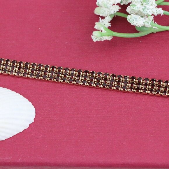 "Elegant Rose Gold Bracelet with Ruby Red Stones, XPBL1021 - Picture 7 of 11